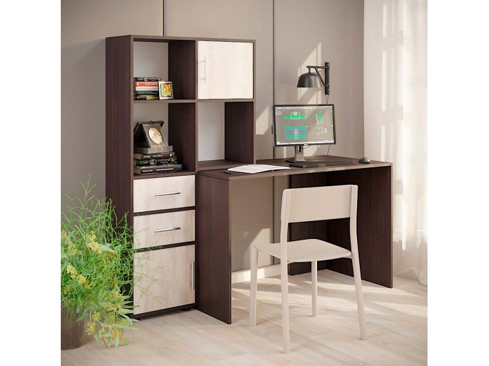 Бюро с надстройка KC-05 (тъмно венге/нати)